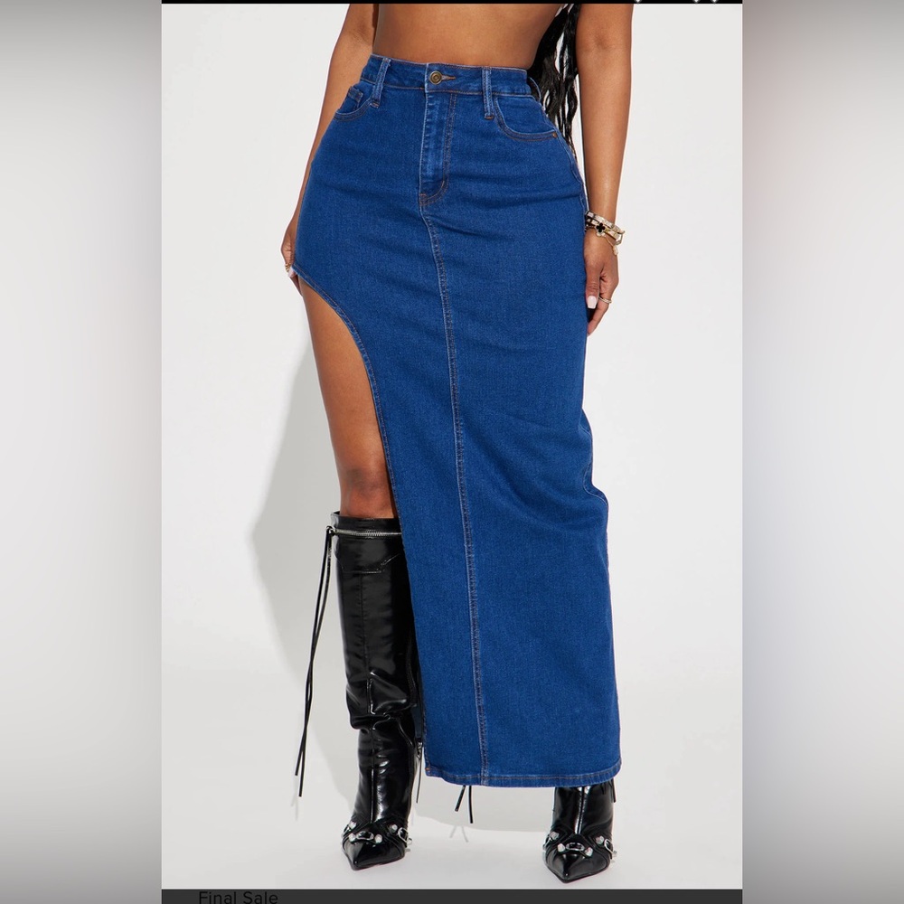 High Hopes Denim Maxi Skirt - Dark Wash
